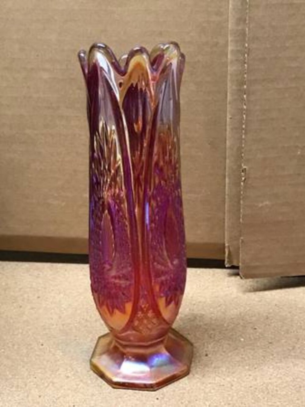 Vintage Iradescent Glass Vase by Indiana Glass Co.